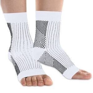 Sooth Relieve Compression Socks For Foot & Ankle White Sz Large (5 Pkgs) New